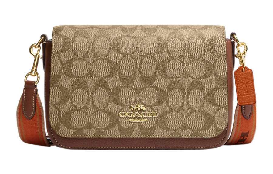 COACH Canvas With Leather Crossbody Bags Small Women's Brown