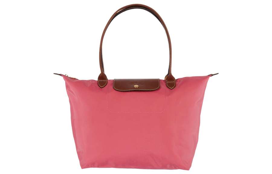 LONGCHAMP Le Pliage Cow Leather, Canvas, Polyamide Dumpling Bag Handbag, Shoulder Bag Large Women's Peach Pink