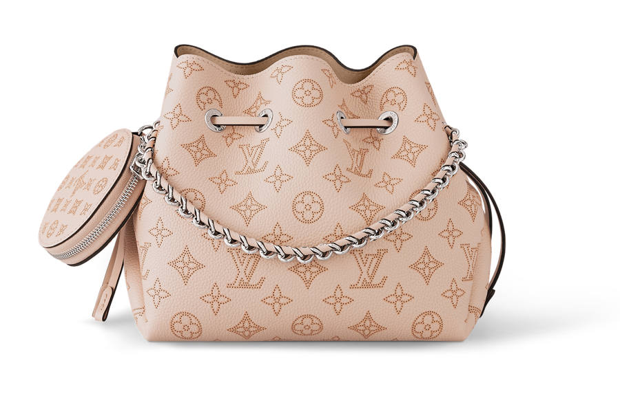 LOUIS VUITTON Bella Perforated Calfskin Moonlight Goddess Bucket Bag, Handbag, Shoulder Bag, Crossbody Bag Regular