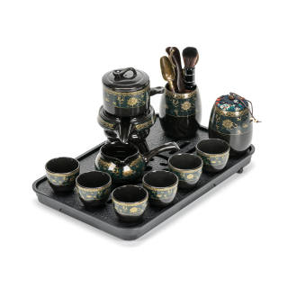Wan Qing Xing Tea Sets Black Porcelain Appliqué Green