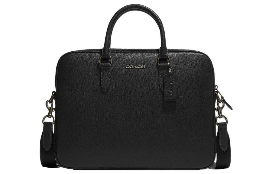 COACH COACH Leather One Shoulder Crossbody Handheld Briefcase Large Men's Black