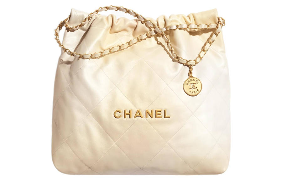 CHANEL 22Bag Calfskin Bucket Bags Crossbody Bag, Shoulder Bag Medium Women's Pearl & Pearl White Gradient