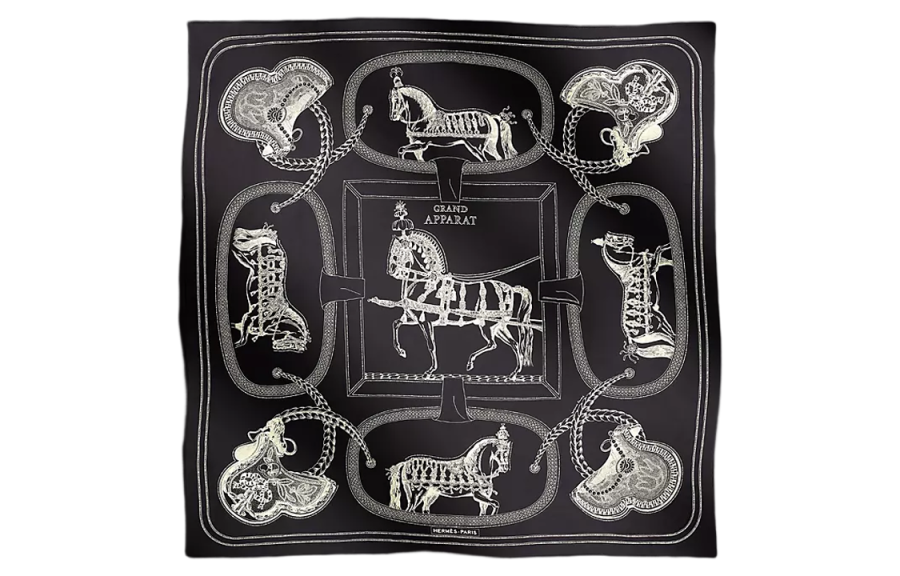HERMES HERMES Silk Scarves Men's Black