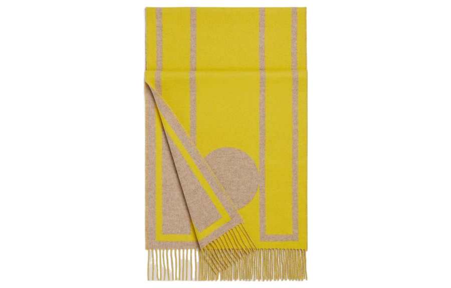 HERMES HERMES Casaque Knit Scarves Unisex Yellow