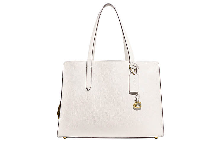 COACH Carter Leather Tote Bag, Shopping Bag, Handbag, Crossbody Bag, Shoulder Bag Women's White