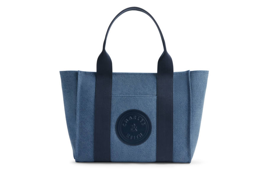 CHARLES&KEITH Canvas Tote Portable Water Buckets Shoulder Bag Regular Women's Multi Composite Color/Black/Blue