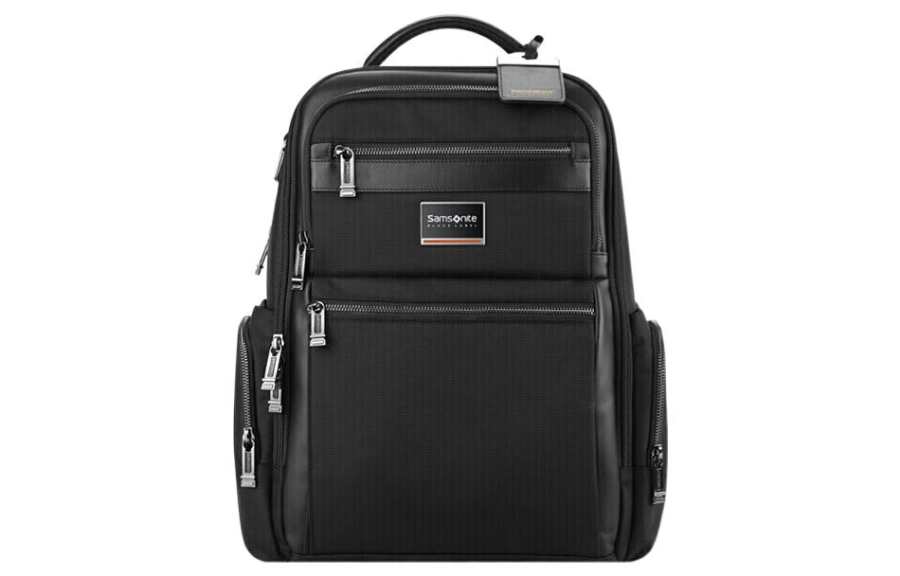 Samsonite SAMSONITE Fabric With Cow Leather Backpack Men's Black