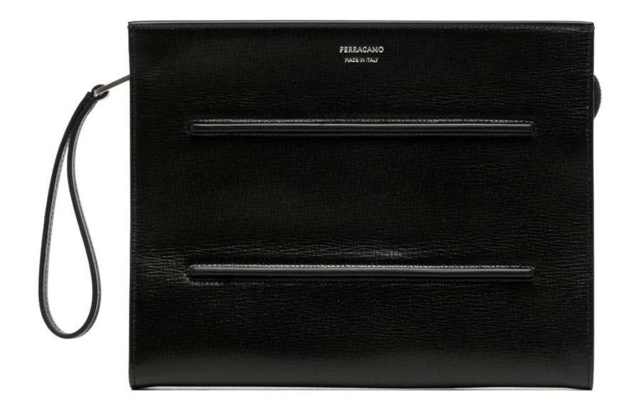 FERRAGAMO Calfskin Clutch Men's Black