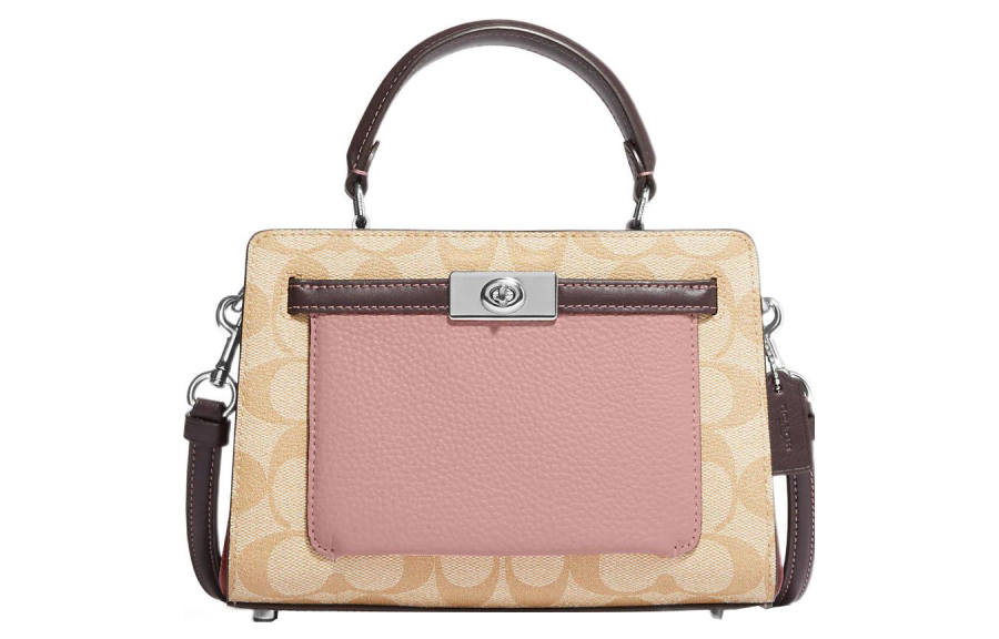 COACH Lane Canvas With Leather Handbag, Shoulder Bag, Crossbody Bag Small Women's Khaki
