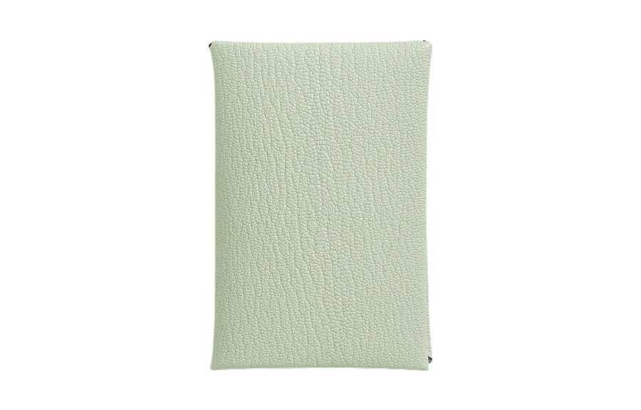 HERMES Calvi Mysore Goat Skin Wallet, Coin Purse, Card Holder Women's Bubble Green