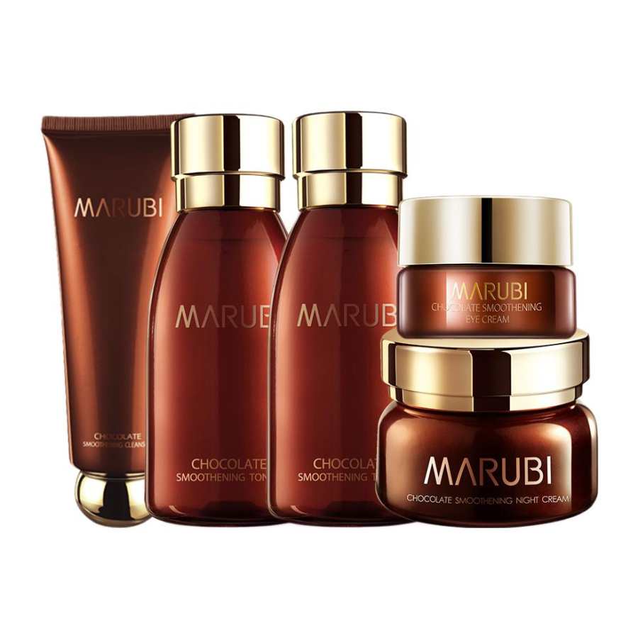 MARUBI Chocolates Silky Cleanser, Water Cream, Eye Cream Deluxe Sample Combination Travel Kit