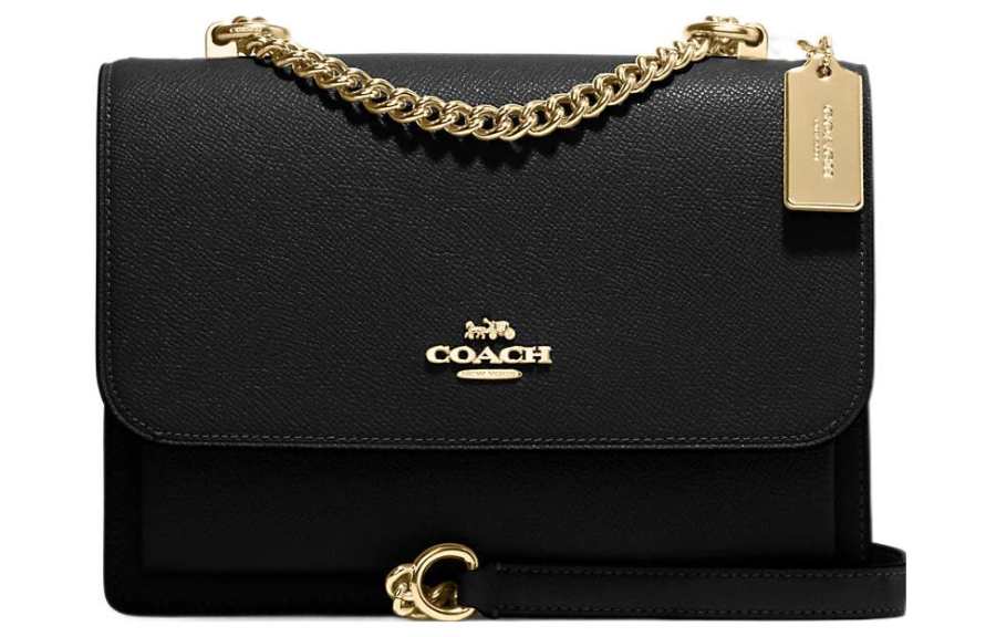 COACH Klare Cross Grain Leather Envelope Bag, Shoulder Bag, Crossbody Bag Regular Women's Black