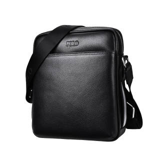 POLO Cow Leather Men's Crossbody Bag Medium Men's Black