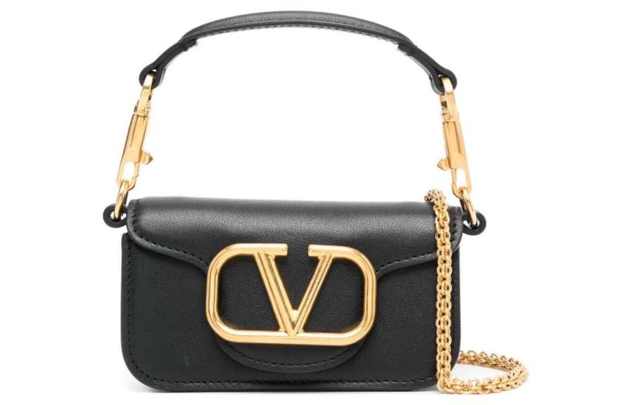 Valentino Locò Calfskin Baguette Bag Crossbody Bag, Shoulder Bag, Handbag Extra Mini Women's Black