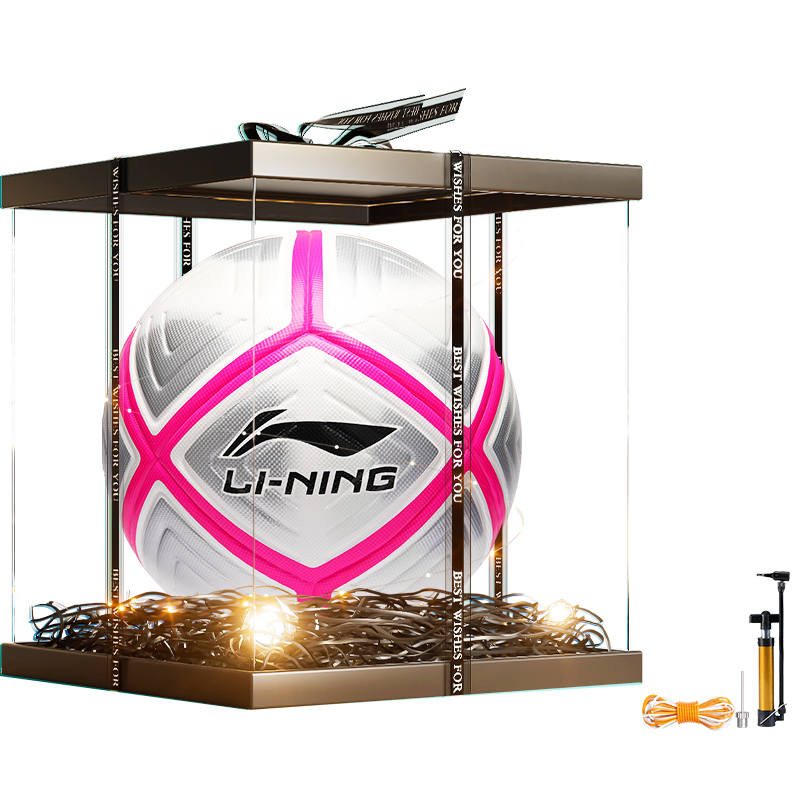 Li-Ning Li Ning Size 5 Soccer Ball TPU Hand Stitched Soccer Ball Unisex Gray Pink