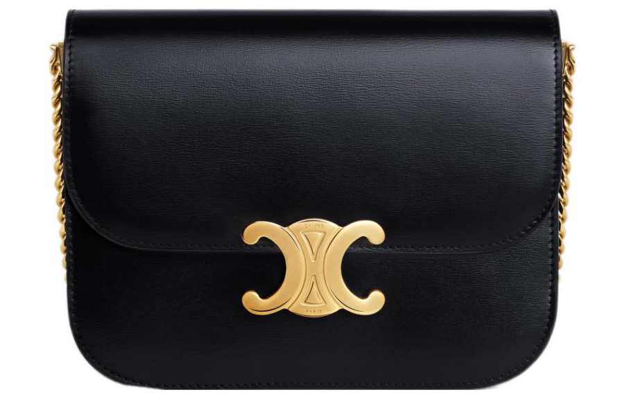 CELINE Cow Leather Crossbody Bag, Shoulder Bag Women's Black