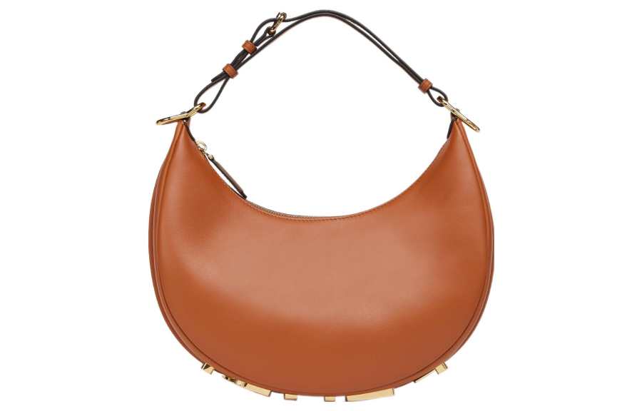 FENDI Fendigraphy Calfskin Handbag, Shoulder Bag Women's Brown