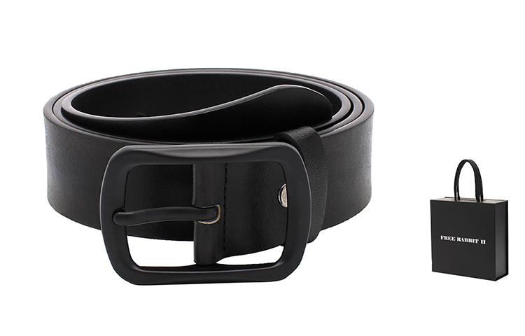 FREE RABBITⅡ Square Pin Buckle Cow Leather Belts Unisex 3.5cm Box