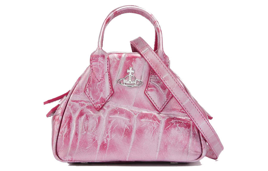 Vivienne Westwood Leather Bowling Bag, Shoulder Bag, Crossbody Bag, Handbag Regular Women's Pink