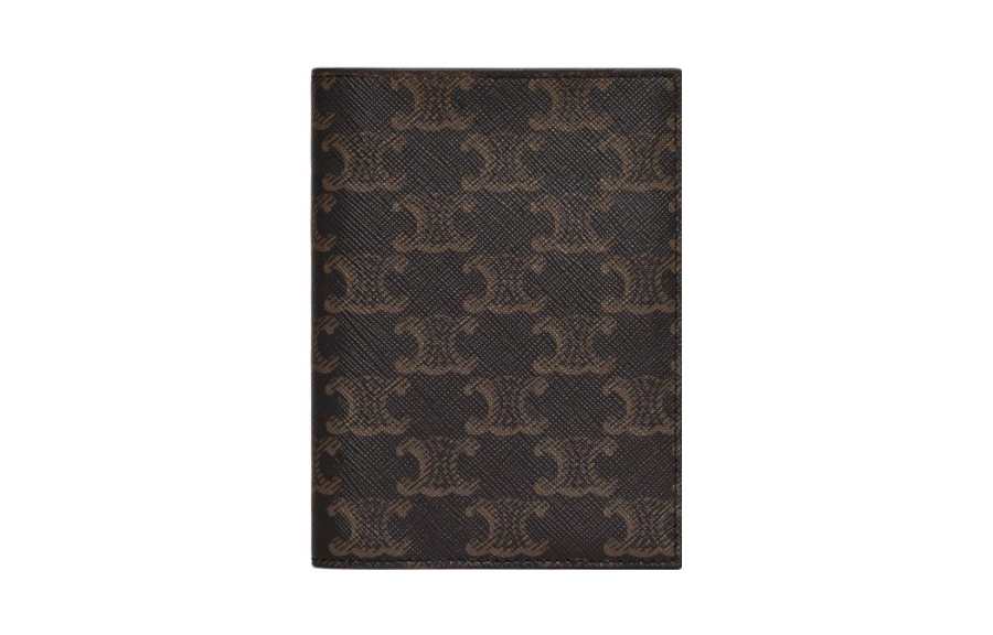 CELINE CELINE Triomphe Canvas Passport Holder Men's Black & Tan
