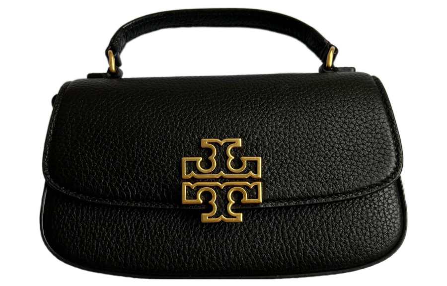 TORY BURCH Britten Litchi Grain Leather Shoulder Bag, Crossbody Bag, Handbag Mini Women's Black