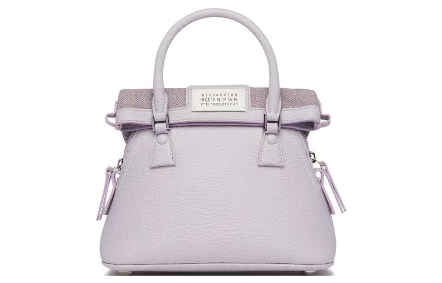 Maison Margiela 5AC Leather Handbag Medium Women's Purple
