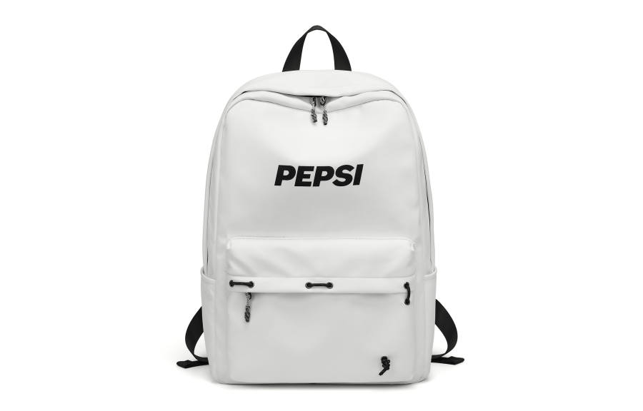 Pepsi Water Repellent PU Backpack Large Unisex Black/White