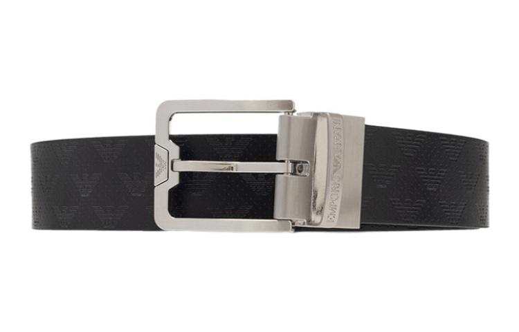 EMPORIO ARMANI Leather Belts Men's Black Width 3.3cm