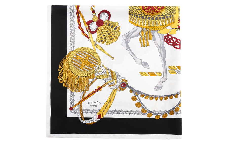 HERMES HERMES Scarves Unisex Black Gold Colorway