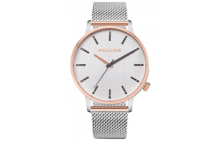 Police Wrist Watches Quartz Movement Stainless Steel Strap 42mm Silver Dial Men's Watches 30m Water Resistant