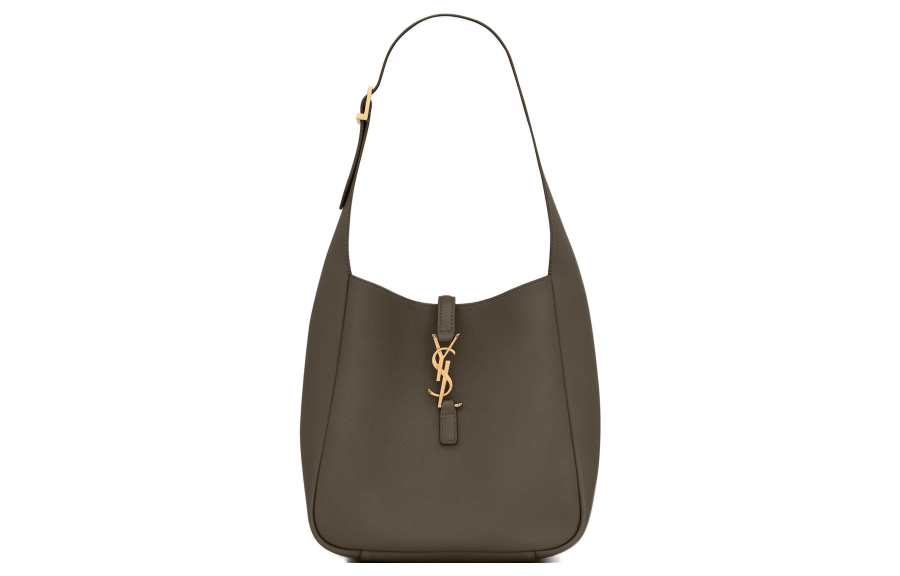 SAINT LAURENT Le 5 A 7 Smooth Calfskin Hobo Bag, Handbag, Shoulder Bag Women's Moss Green