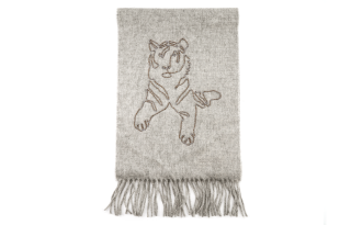 HERMES Cashmere Knit Scarves Unisex Light Mixed Gray