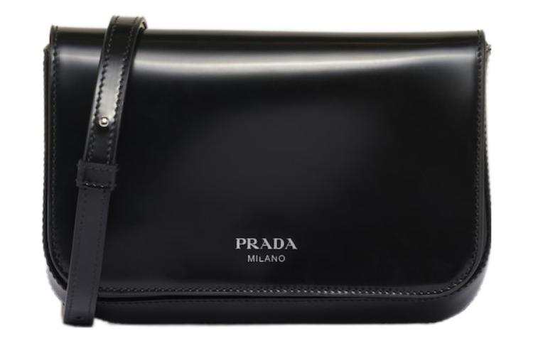PRADA PRADA Leather Shoulder Bag, Crossbody Bag Mini Men's Black