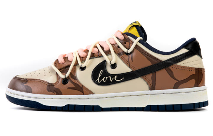 Nike Nike Dunk Low Slip Resistant Abrasion Resistant Low top Skateboard Shoes Unisex Pink Brown