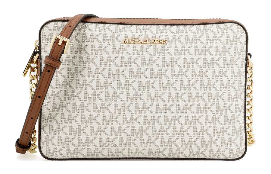 MICHAEL KORS Jet Set Cow Leather Camera Bag Crossbody Bag Women's Vanilla & Brown