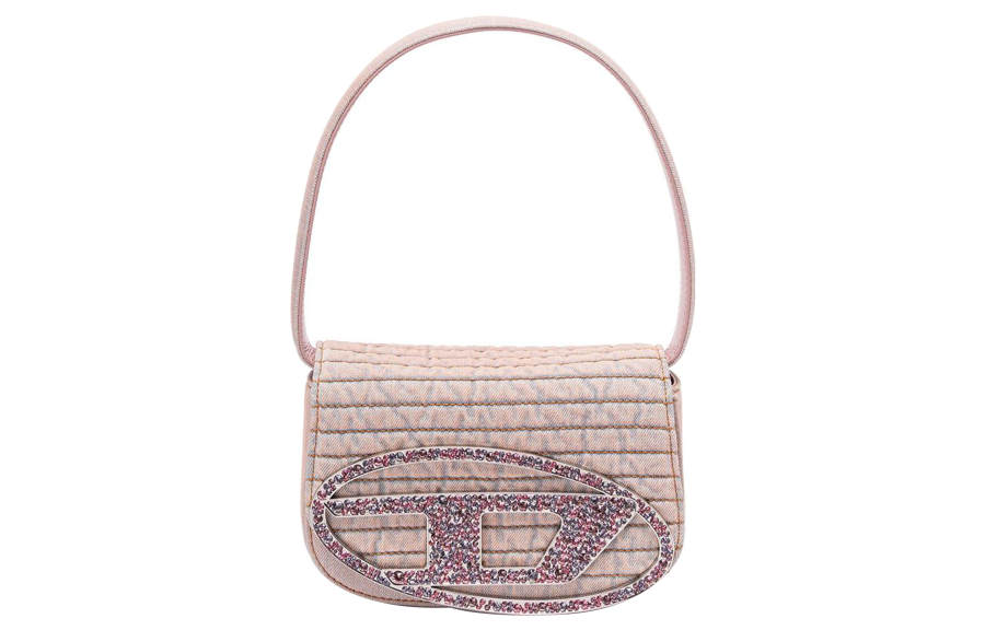 DIESEL Cotton With Cow Leather Portable Crossbody Bag, Shoulder Bag Women's Pink