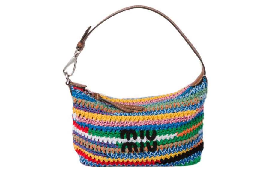 MIU MIU Leather Handle One Shoulder Underarm Bag Handbag Women's Rainbow
