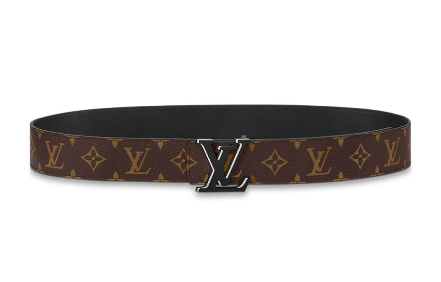 LOUIS VUITTON Optic Leather Coated Canvas Metal Parts Leather Belts Unisex Brown/Black Width 4cm