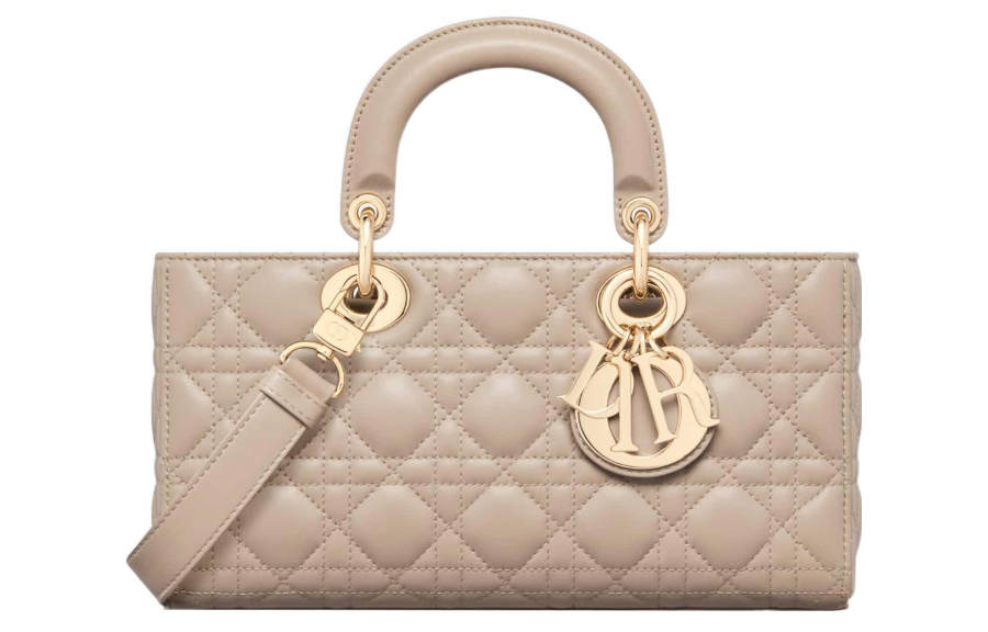 DIOR Lady D Joy Lambskin Handbag, Shoulder Bag, Crossbody Bag, Handbag Medium Women's Pink Beige