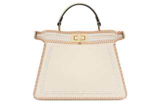 FENDI Peekaboo ISeeU Calfskin Shoulder Bag, Crossbody Bag, Handbag Small Women's Camellia White