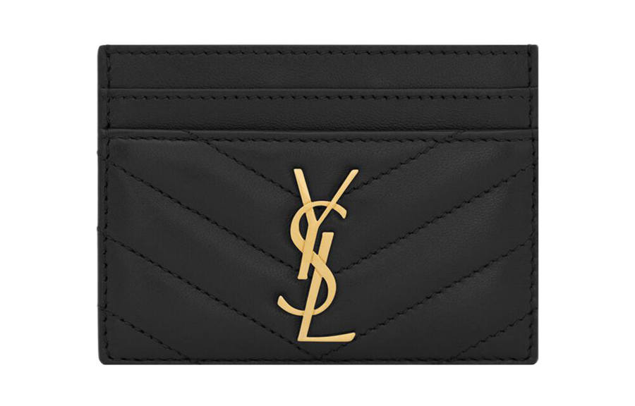 SAINT LAURENT Cassandre Sheepskin Card Holder Women's Black
