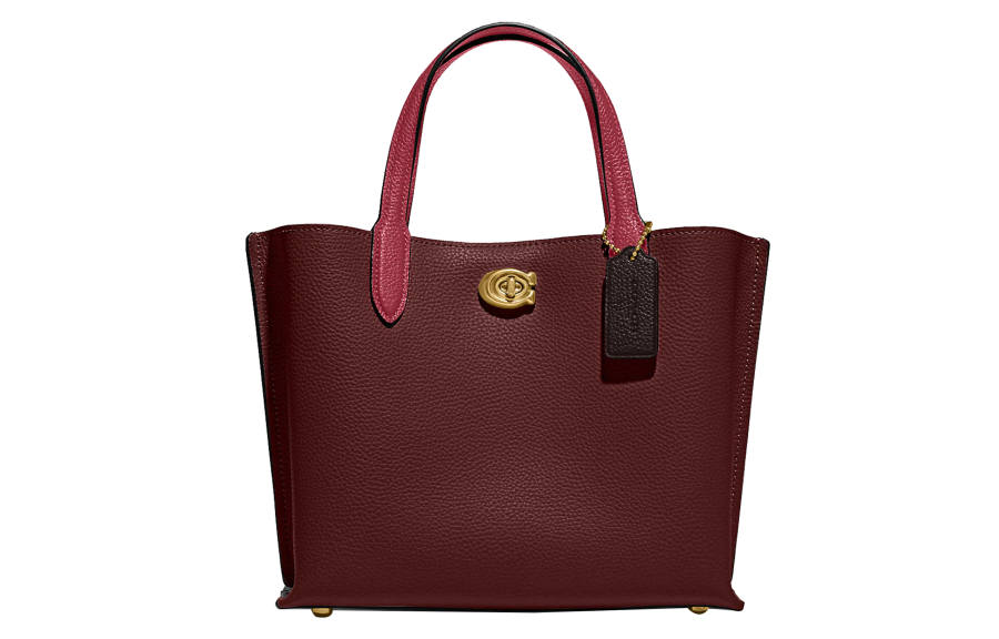 COACH Willow Cow Leather Tote Bag, Shopping Bag, Shoulder Bag, Crossbody Bag, Handbag Medium Women's Burgundy