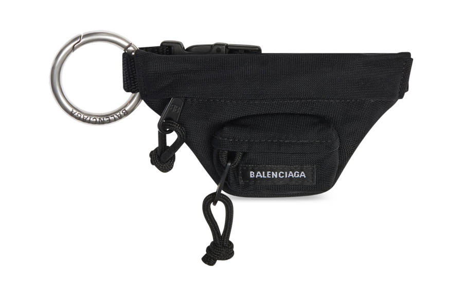 Balenciaga Polyamide Keychain Fanny Pack Key Coin Purse Men's Black