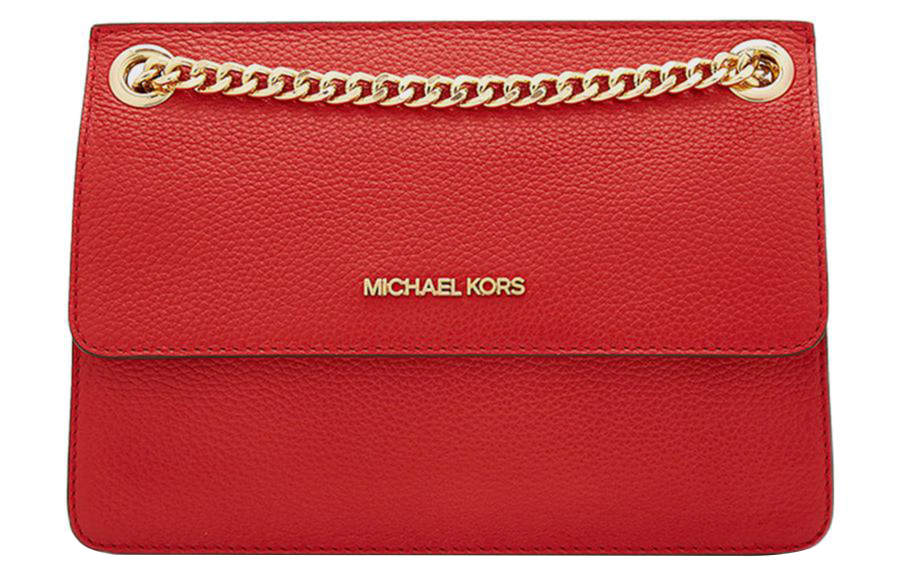 MICHAEL KORS Kathy Grain Cow Leather With Textile Small Square Bag, Shoulder Bag, Crossbody Bag Medium Women's Red