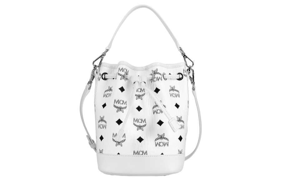 MCM Nappa Leather Bucket Bag, Shoulder Bag, Crossbody Bag, Handbag Mini Women's Black White