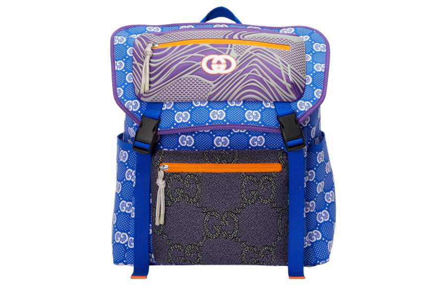 GUCCI GUCCI Nylon Knitted Fabric Satin Binding Backpack Regular Men's Blue/Multicolor