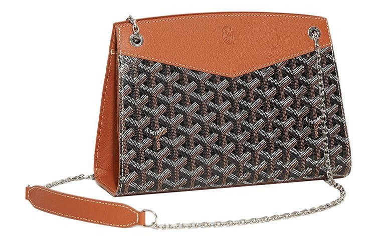 GOYARD Rouette Canvas With Leather Tote Chain Bag Shoulder Bag Small Women's Brown