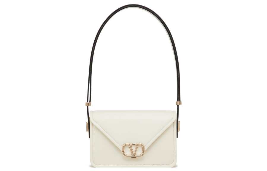 Valentino Calfskin Handbag, Shoulder Bag Women's Ivory White