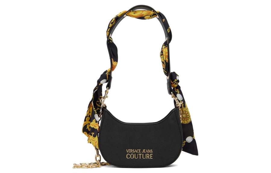 VERSACE JEANS COUTURE Cross Grain Synthetic Leather Shoulder Bag, Crossbody Bag Women's Black