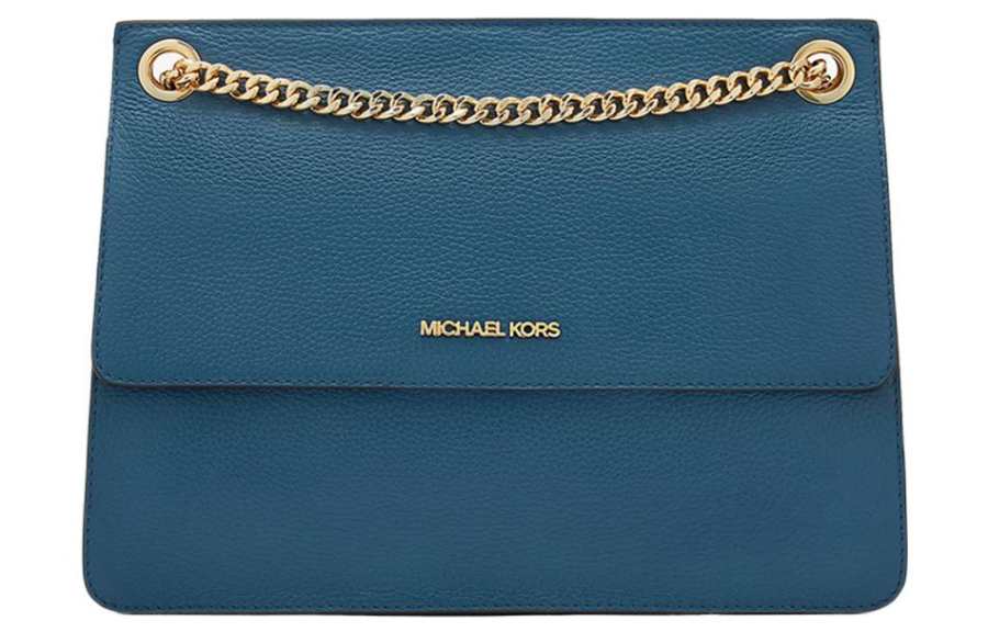 MICHAEL KORS Kathy Cow Leather Small Square Bag Shoulder Bag, Crossbody Bag Medium Women's Dark Tweed Blue